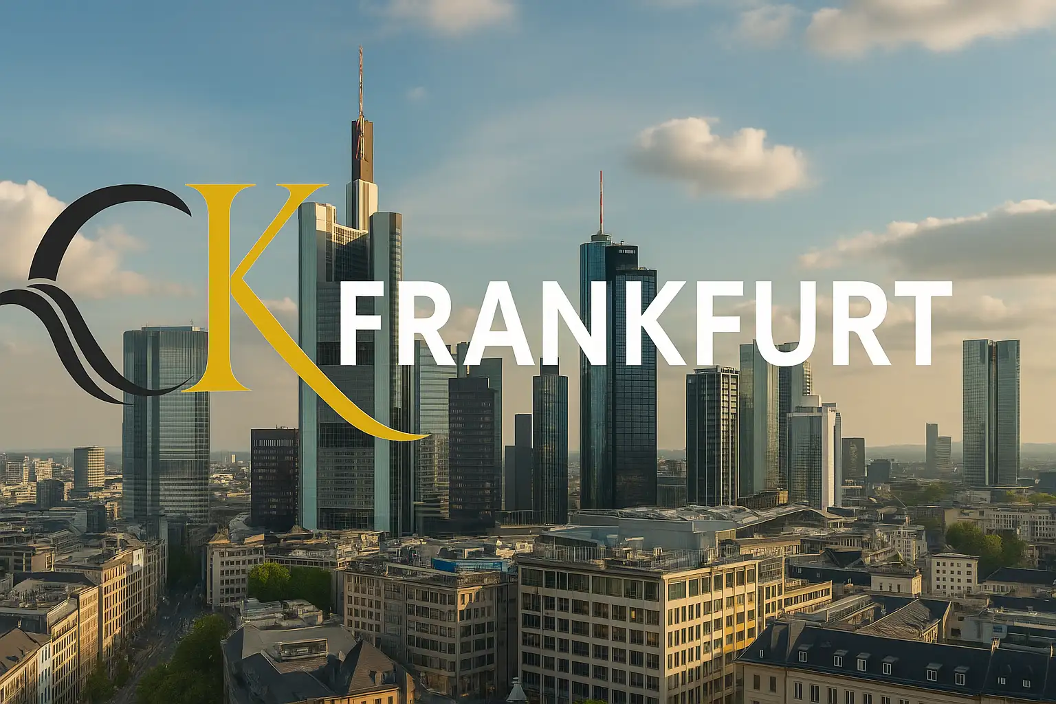 Die Skyline von Frankfurt am Main, Symbol für den Finanz- und Logistikstandort und die CK Zollagentur.